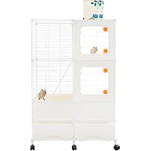Animal Cage, Large Capacity Pet Cage, Pet Play Paradise for Squirrels, Sugar Gliders, Chinchillas, Degus and Even Large Hamsters White, 3 Tier