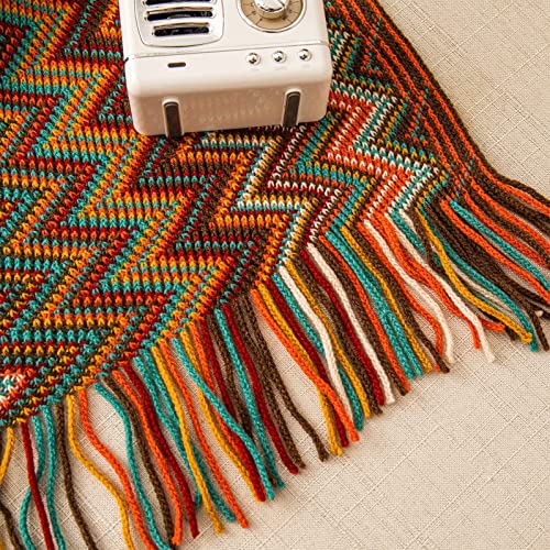 Lifein Boho Throw Blanket For Couch - Soft Knit Farmhouse Bohemia Throw, Cozy Knitted Small Lightweight Blankets&Throws With Tassel For Home Decor,Bed,Chair,Sofa,Gift,Spring,Woman(Boho Red,50 * 60In) #TOP5