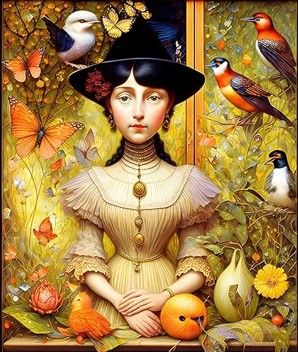 Peinture sur toile portrait de belle fille 58x90 cm sans cadre pour decoration murale
