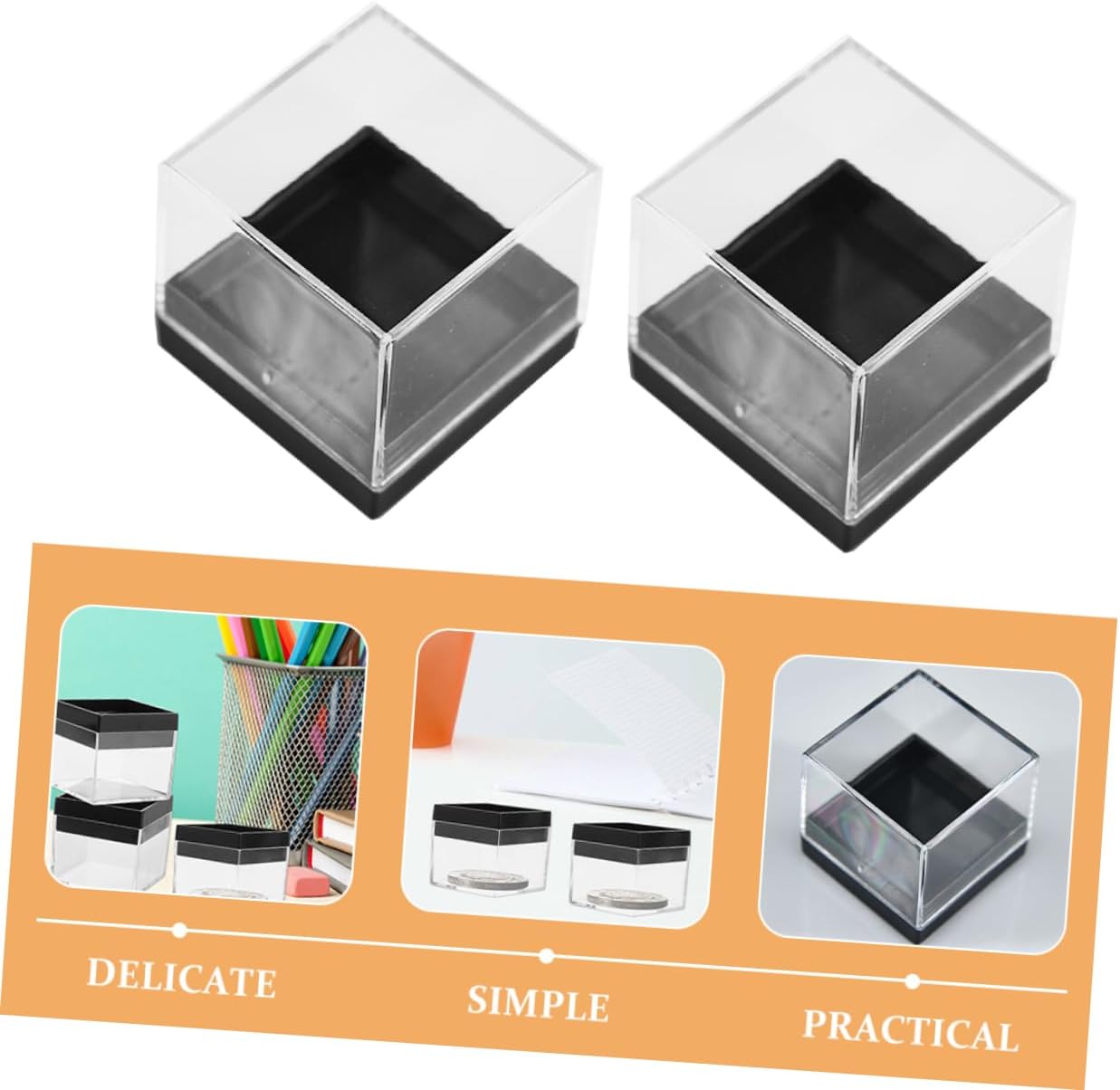 12pcs Square Plastic Mineral Specimen Boxes Raw Stone Storage Cases Sample Display Boxes Material Lightweight Protective Collection Cases