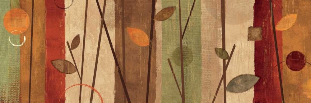 Lienzo con caja americana Bosque moderno natural Charron Veronique - Naturaleza horizontal Arte impreso contemporáneo hojas gráficas tallo hoja naturalflora Floati 14_X_46_in