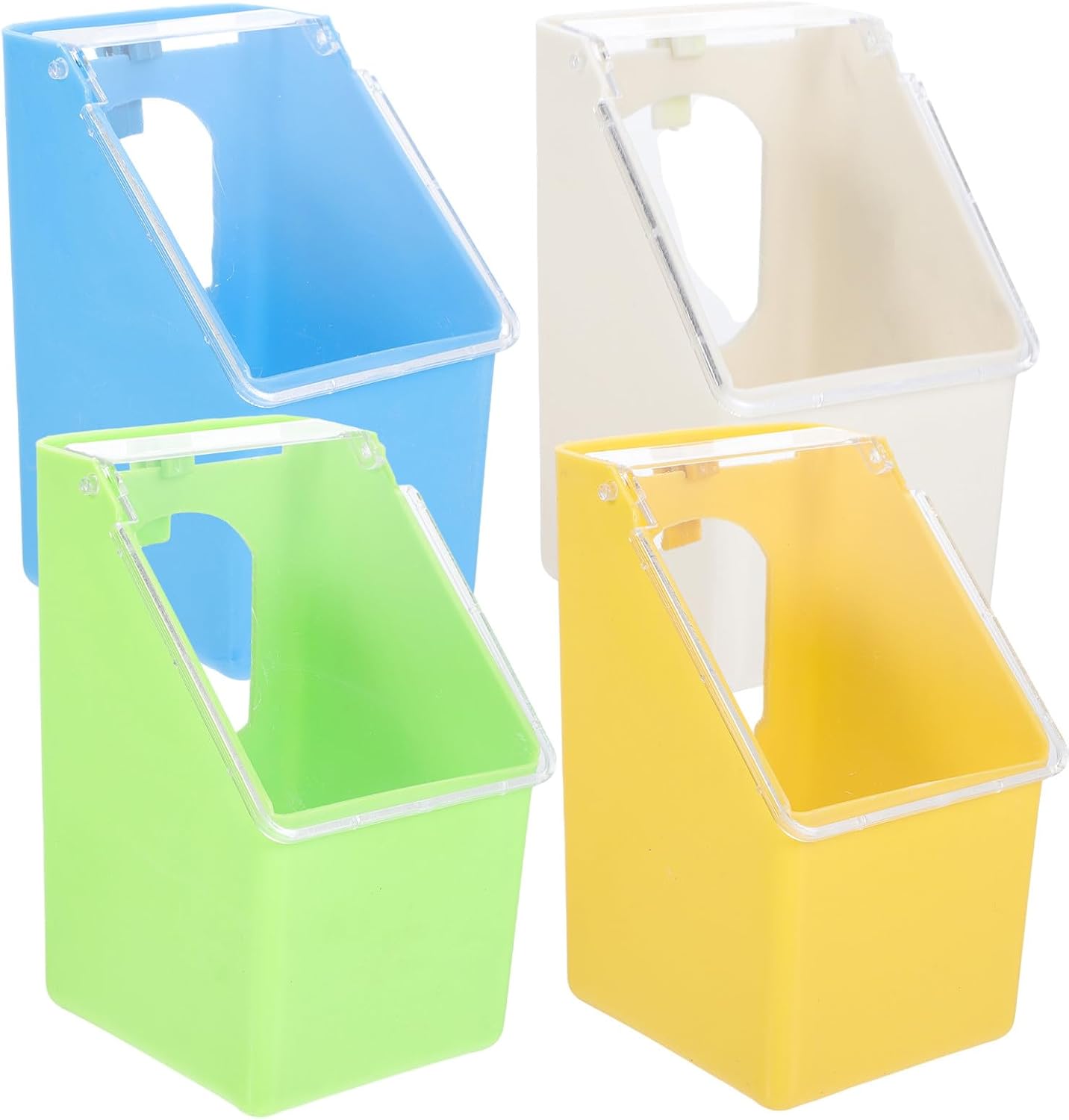 STOBAZA 4pcs Multifunction Hanging Pigeon Feeder with Lid Small Bird Cup Cage Accessory for Feeding and Watering Parrots and Pigeons in Bird Cages
