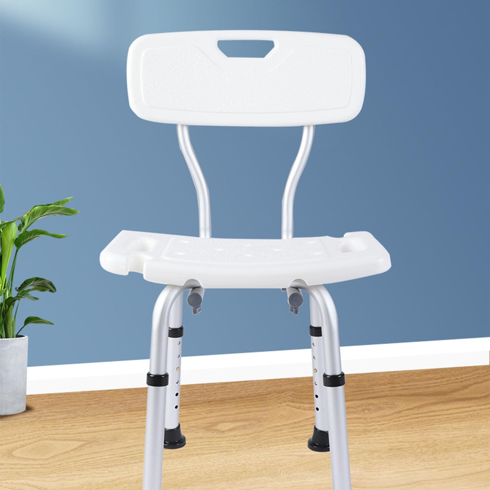 Fyearfly Silla de ducha con respaldo ajustable en, antideslizante, resistente, con respaldo completo, capacidad de 250 libras, asiento de ducha de aleación de aluminio para personas