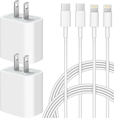 Miniatura 4 de Paquete de 2 cargadores de pared USB C PD de 20 W con certificación MFi + 2 cables Lightning de 3 pies para iPhone 14131211Pro MaxXs XRPlus (paquete