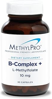 B-Complex + 10mg L-Methylfolate (30 Capsules) - Professional Strength B Vitamins for Energy, Mood + Immune Support with Active Methyl Folate, Methyl B12, B6 as P-5-P - Gluten-Free
