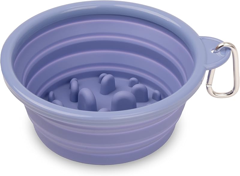 Tigela Dobrável para Viagem Bonza com Alimentação Lenta, Silicone BPA-Free para Cães