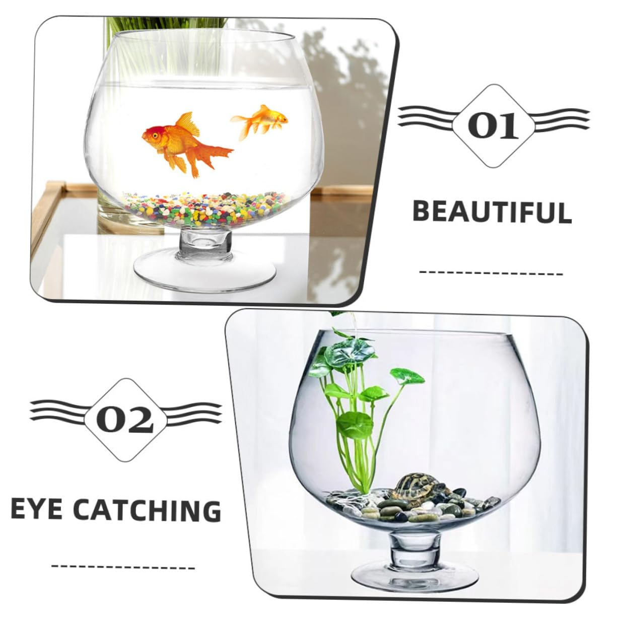 Zerodeko Aquarium en Verre pour Poissons Petit Aquarium Betta Bol À Poissons en Verre pour Décoration De Bureau