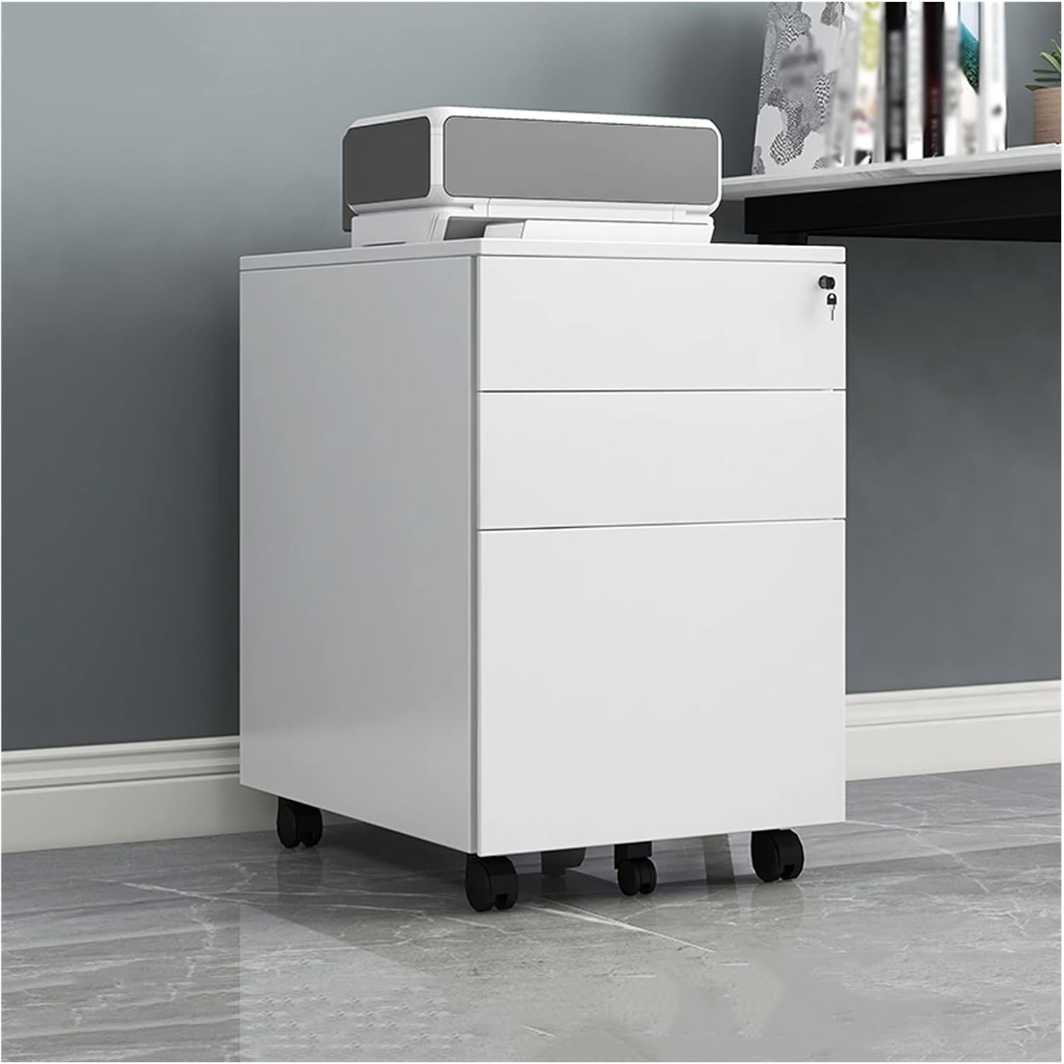 Metal Cabinet File Cabinet Low Cabinet Office Data File Activity Storage Three Drawer Cabinet with Lock Cabinet Filing Cabinet (Size : 2) ()