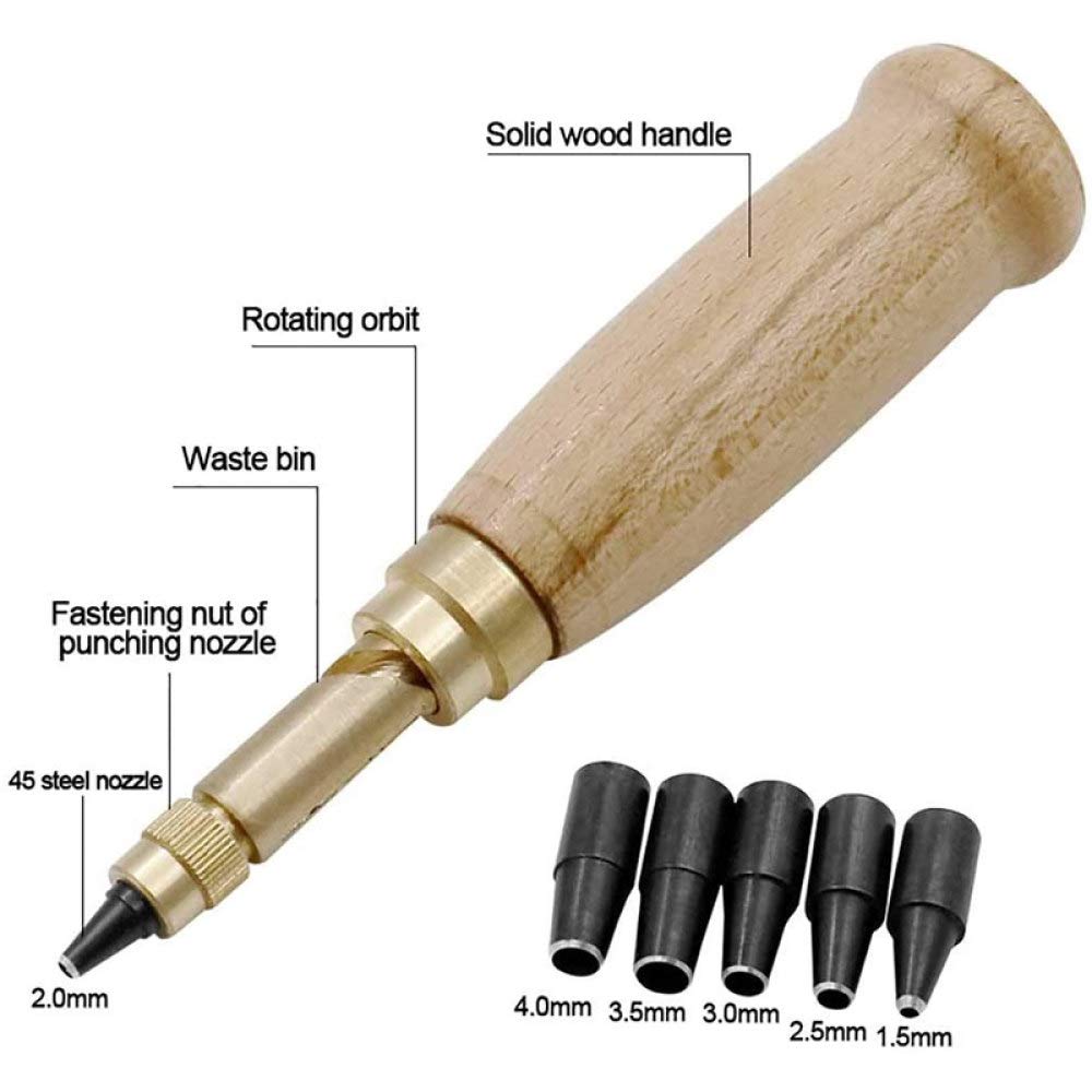 6 sztuk/zestaw automatyczne paski 1.5-4mm dziurkacz wymienny długi wyciszony obrotowy dziurkacze dziurkacze narzędzia kaletnicze, A