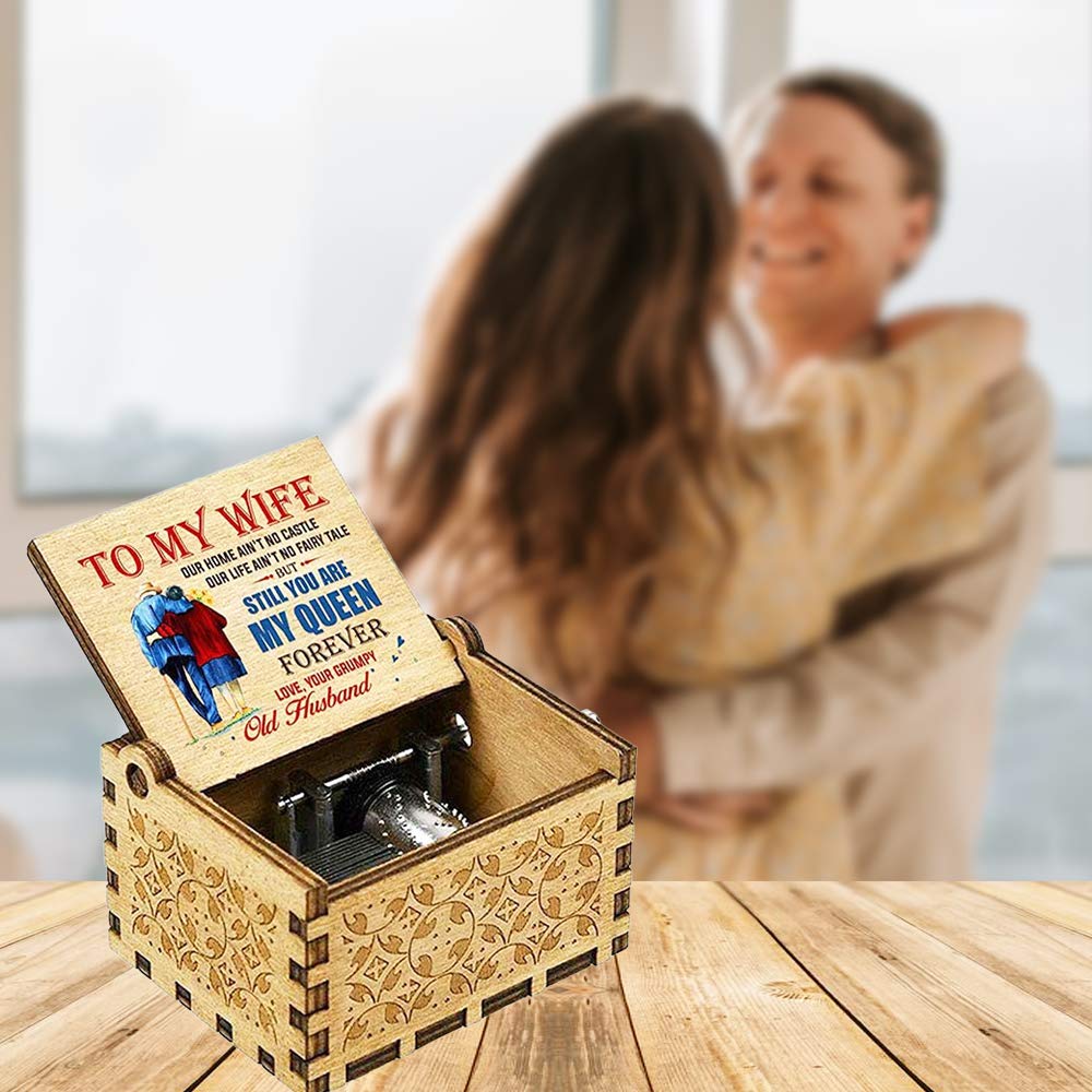 Muzero Music Box Gift for Wife - Valentine Anniversary Christmas Birthday Gift to Wife Women from Husband Hand Crank Musical Box Play You are My Sunshine