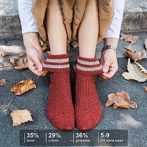 Image of IIG Cute Warm Wool Socks for Women Super Cozy Thick Crew Winter Socks Gifts, 5 Pairs