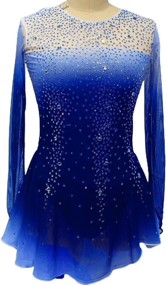 Gradient Figure Skating Dresses Diamond Ballet Dance One Piece Outfit Professional Ice Skating Costumes