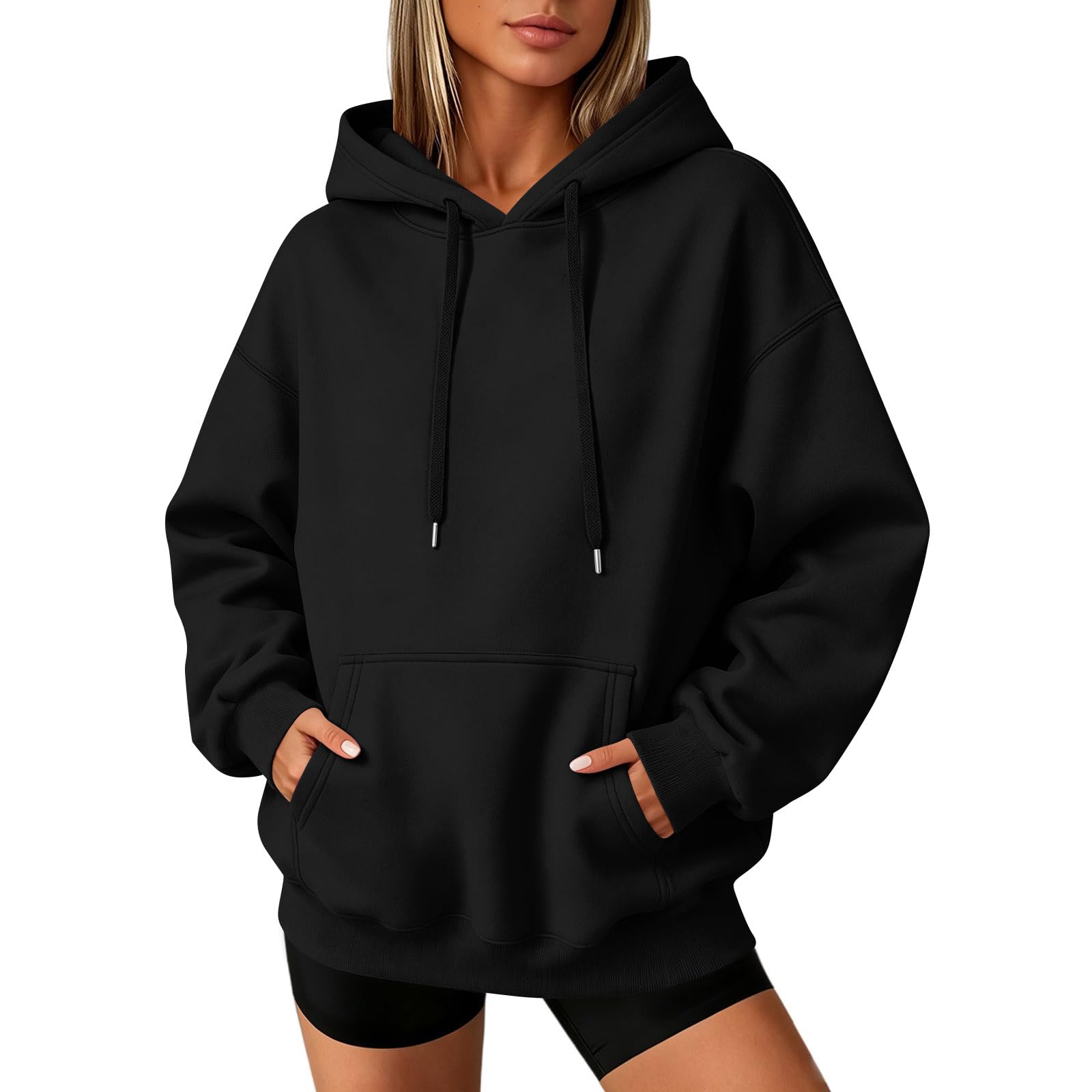 Oversized Hoodie Women Cozy Fleece Fall Sweatshirts Y2K Hoodies Casual Drawstring Hooded Sweatshirts with Pockets