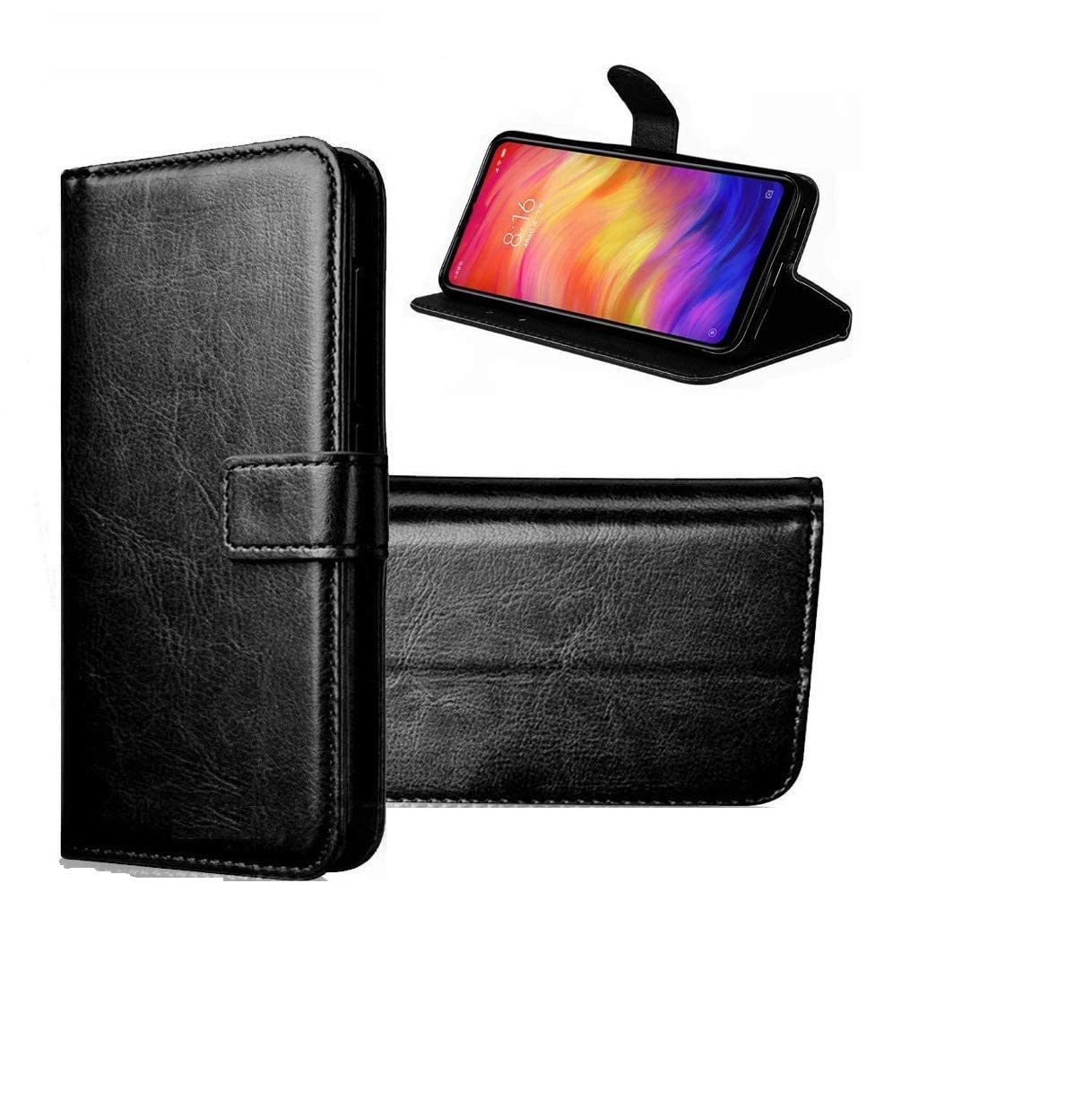 COVERBLACK Vintage Leather Flip Cover for Infinix X6812 64+4 /Hot 11S - Charcoal Black-picture-27