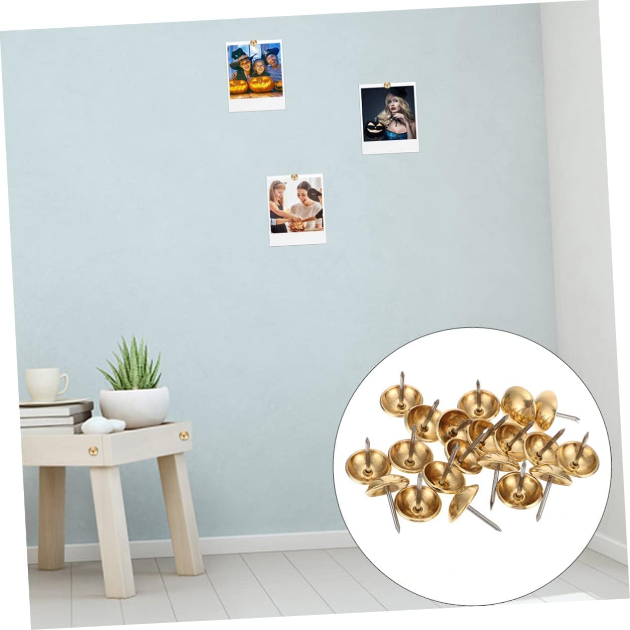 Holibanna 50pcs Round Head Copper Nails for Interior Decoration Upholstery and Picture Frame Projects Antique Style Home Decor