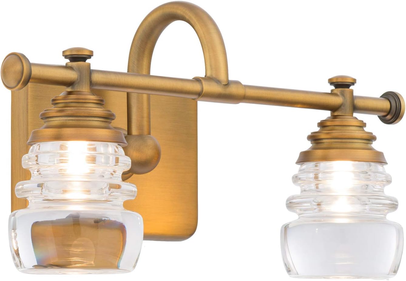 WAC Lighting dweLED, Rondelle LED 2 Light Bathroom Vanity or Wall Light 3000K in Aged Brass