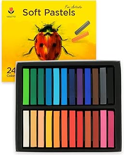 VIOLETTO Professional Long Soft Pastels Set - 24 Vibrant Colors, Non-Toxic Art Supplies for Adult Artists, Ideal for Drawing, Blending, and Shading, Studio Grade Pastels