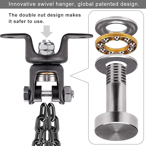 Miniatura 6 de BeneLabel Heavy Bag Ceiling Mount with Spring & Chains 360 Rotation Punching Bag Ceiling Hanger with Bearings Boxing Bags Holder Hardware with 2