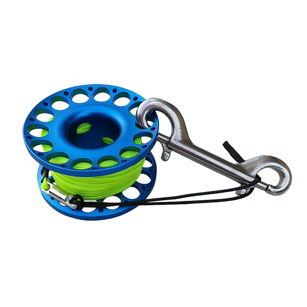 Baoblaze Hohe Qualität Aluminium Mini Reel Fingerreel Unterwasser Sport Finger Reel mit 15/30 Meter Leine und Karabinerhaken