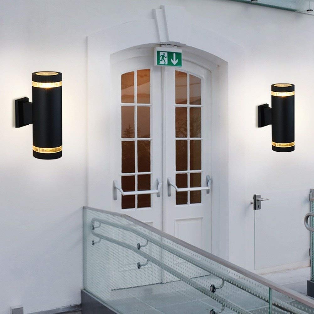 Kinkiety ścienne, oświetlenie zewnętrzne wysoka i dolna rura aluminiowa nowoczesna lampa ścienna szklana wodoodporna lampa zewnętrzna 2Xe27