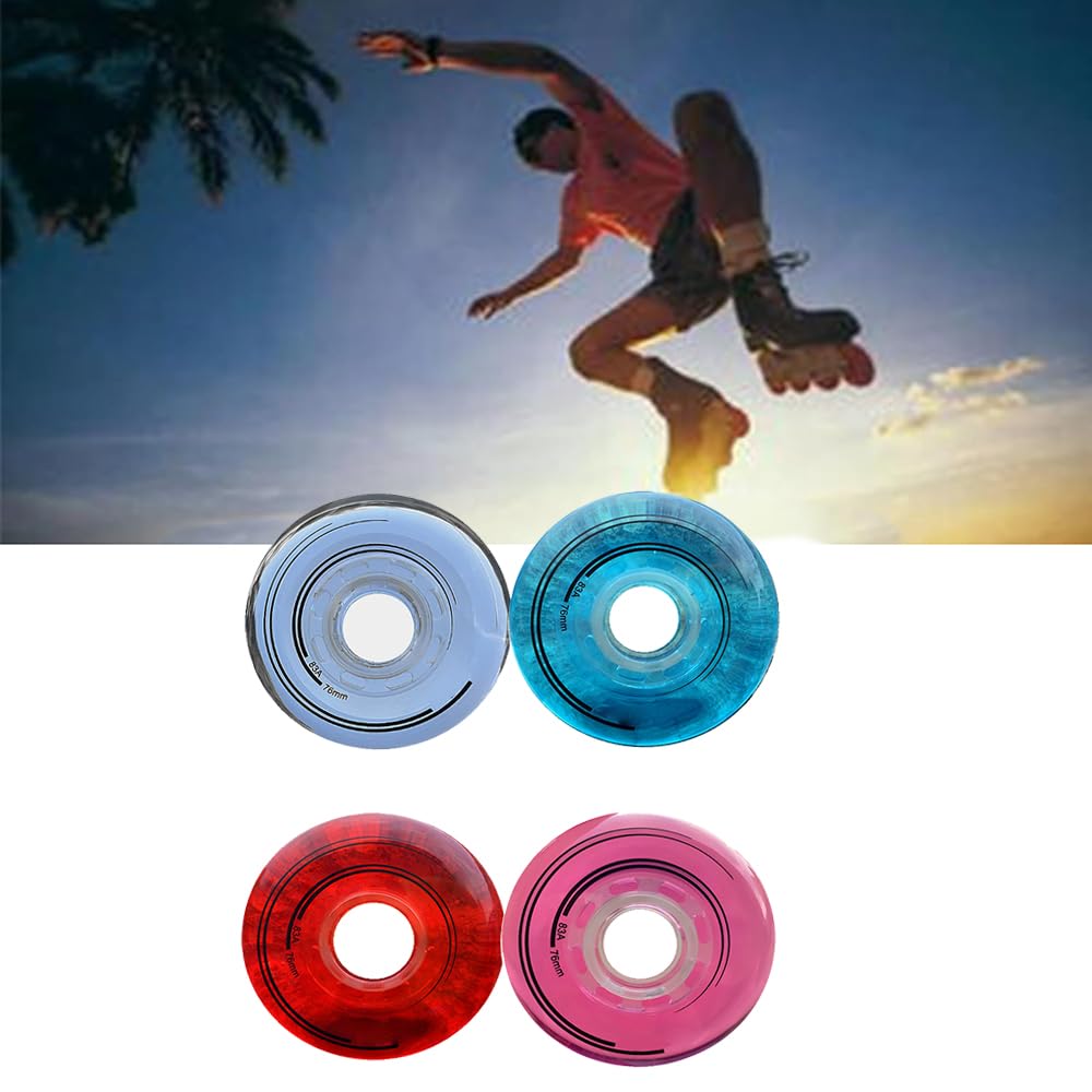 Roues de Roller en Ligne 83A de 64 mm, 68 mm, 70 mm, 72 mm, 76 mm, 80 mm, pour Patins à Roues alignées sur Asphalte ou Roller Hockey en intérieur et en extérieur, Lot de 4