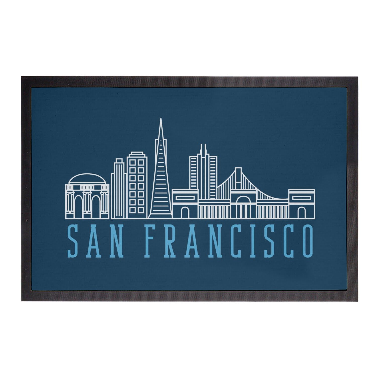 Paillasson Bleu motif minimalist San Francisco rectangulaire
