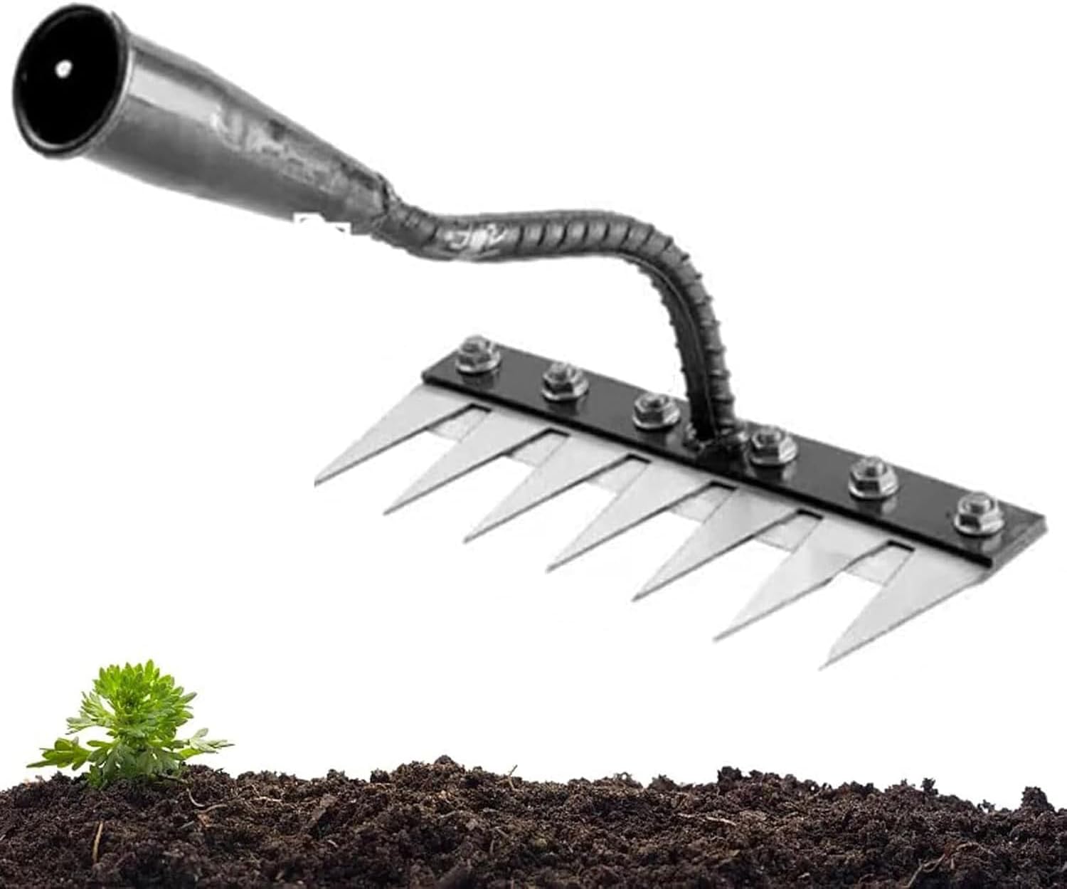 Gardenia Iron Weeding Rake, Iron Rake 2.0 for Gardening and Weeding, Ironrake Heavy-Duty Weed Rakes Carbon Steel (7 Teeth)