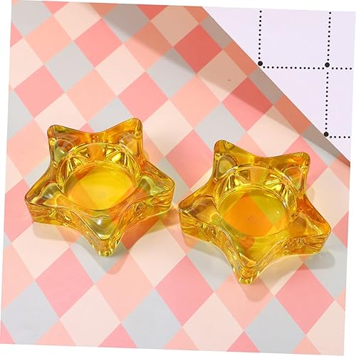 Miniatura 9 de Artibetter Candelabro de estrella de cristal antiguo, soporte de vela de cristal, tarros de vela transparentes, candelabros de colores, manualidades