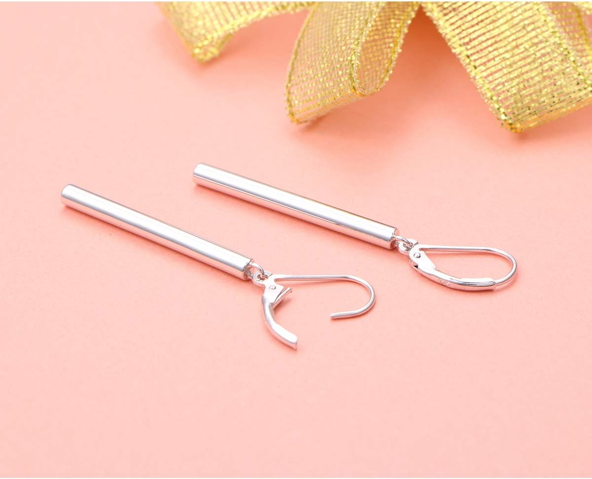S925 Sterling Silver Vertical Dangle Drop Earrings Gifts for Women Men - Image 4