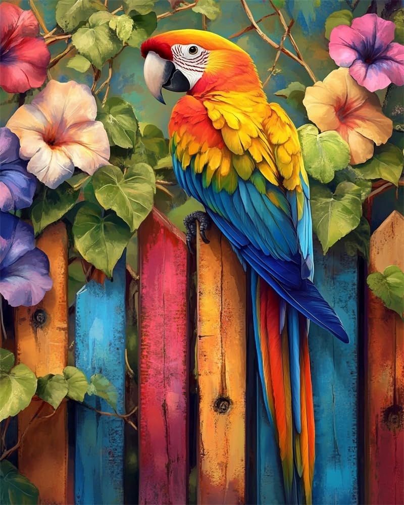 Henypt DIY Bead Embroidery Kit On Art Canvas Beautiful Parrot Beadwork Kit for Home Décor Needlework Craft Kit