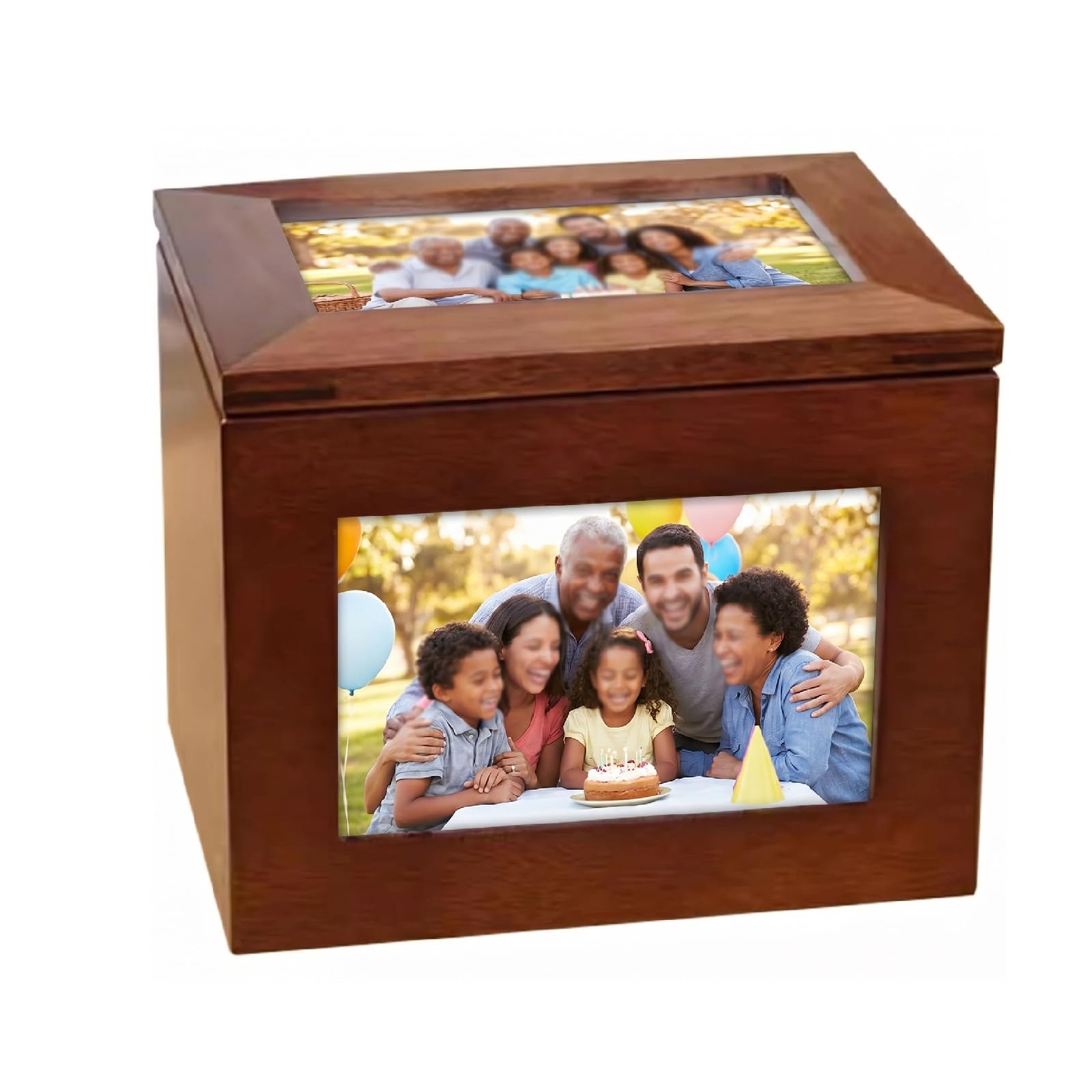 Caja de almacenamiento de álbum, caja de recuerdos de madera con 5 álbumes de fotos extraíbles para fotos de 6 x 4 pulgadas, capacidad para 100 fotos, marco de fotos para decoración del hogar