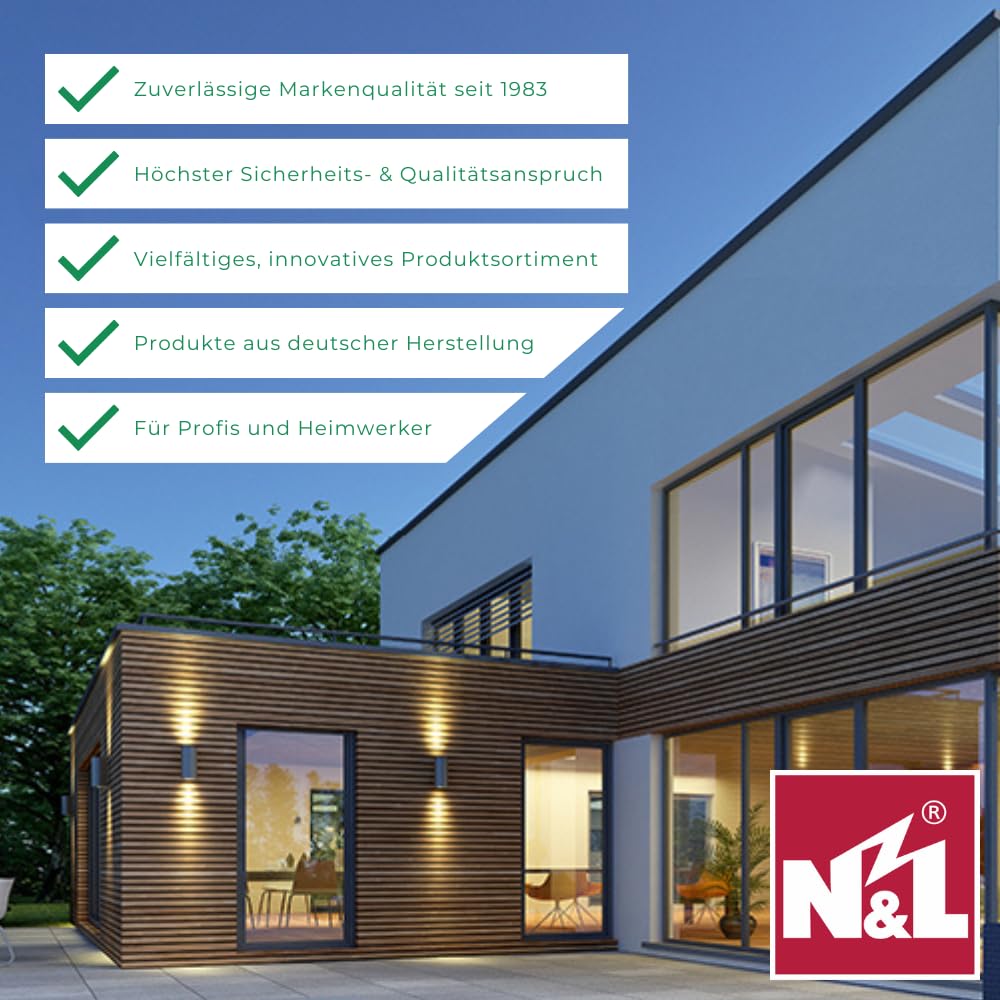 N&L 5x Schalter-Steckdosen-Kombi senkecht, IP54, spritzwassergeschützt, grau