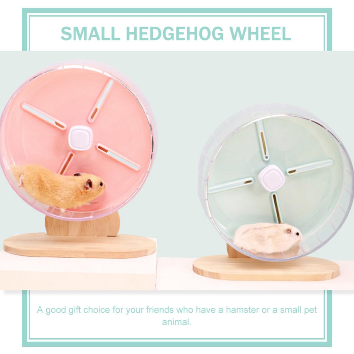 KALLORY Roue Silencieuse pour Hamster Support Stable en Abs et Bois, Diamètre 20 Cm, Accessoire pour Cage de Petits Animaux Domestiques