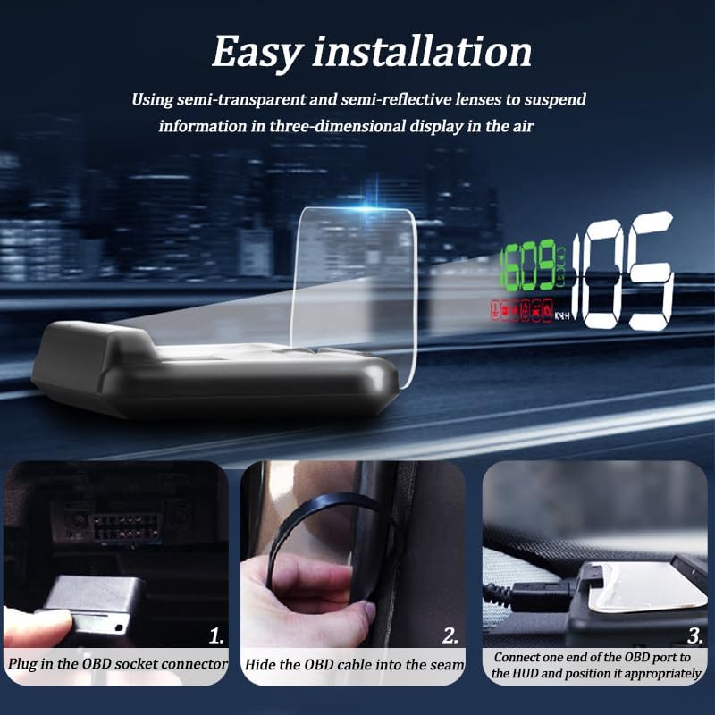 Head Up Display Auto für Mercedes Benz GLK Class 2008–2015, Auto Digital Head-up Display Multifunktional Leicht Auto HUD Head Up Display,B