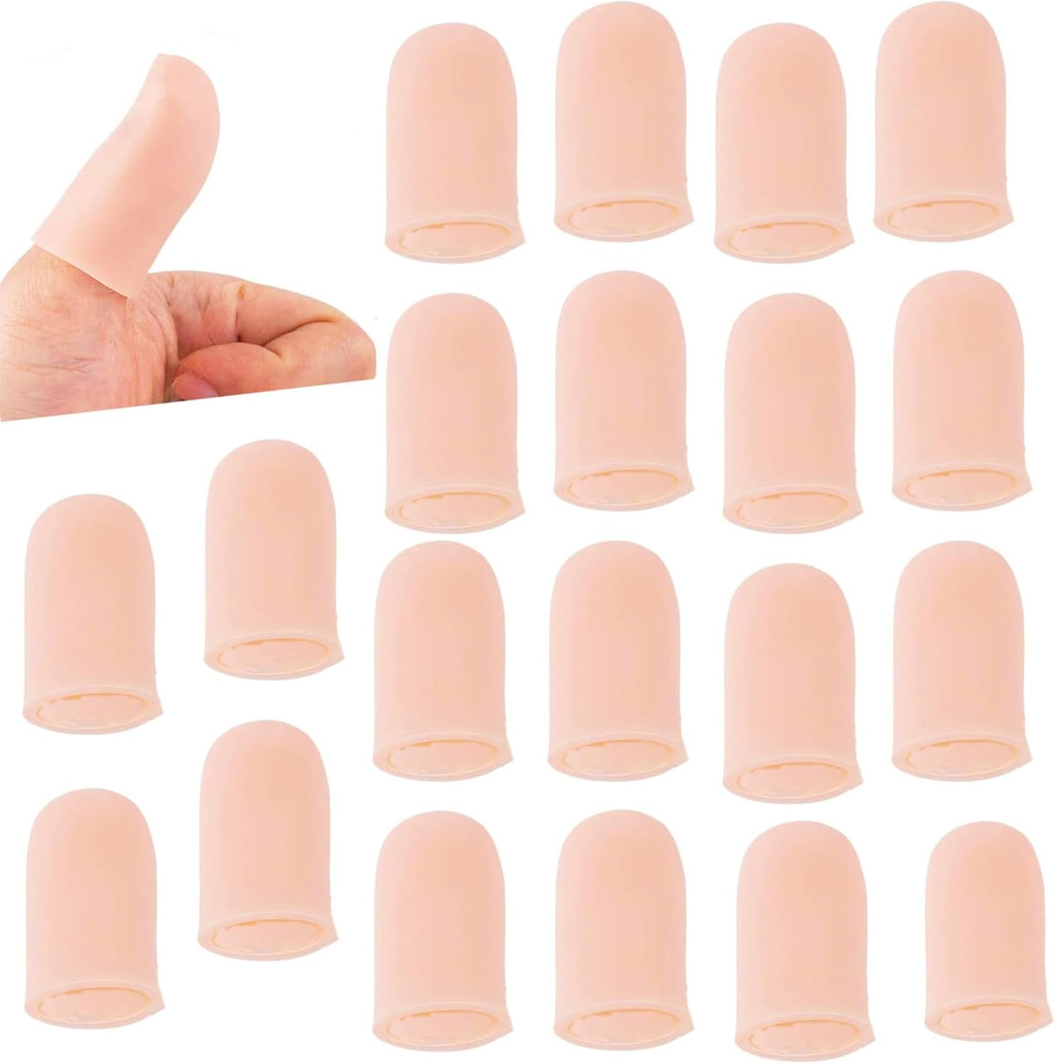 20 Silicone Finger Protectors, Used for preventing Dryness and Cracking, moisturizing Fingers, Protecting Against Finger abrasions, Injuries and Pain, Thumb Protectors