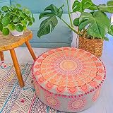 Mandala Life ART Vintage Coussin de Sol - 6Rembourrage Non Inclus 60x20cm Ronde Coton - Pouf Ottoman Marocain Décoratif Fait Main - Coloré