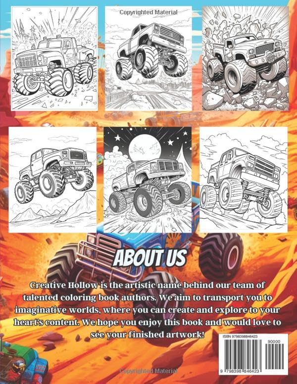 Miniatura 2 de Monster Trucks Coloring Book 40+ Awesome Illustrations of Massive 4 Wheelers with Giant Tires Performing Amazing Stunts - For Adults & Teens ...