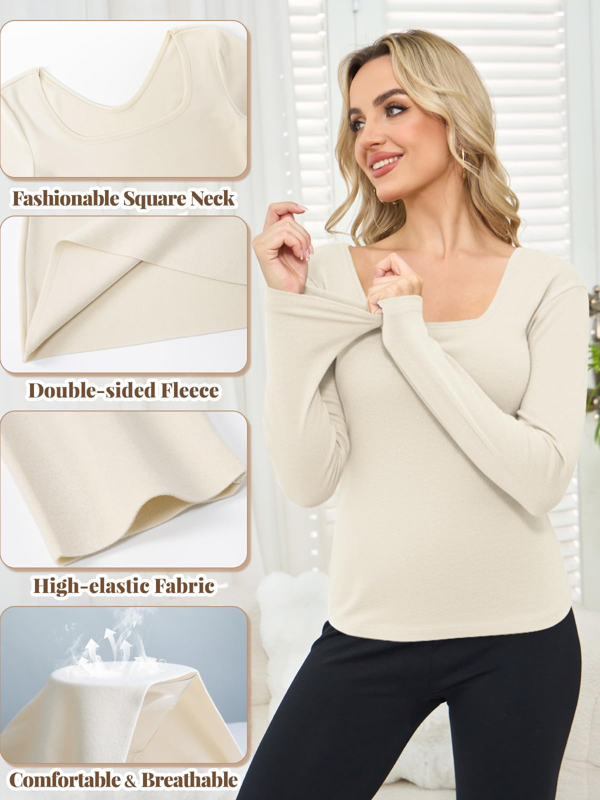 Top termico da donna a maniche lunghe biancheria intima termica da donna elasticità camicia termica invernale calda strati di base