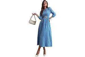 Gorgeous and Graceful Blue and White Polka Dot Dress