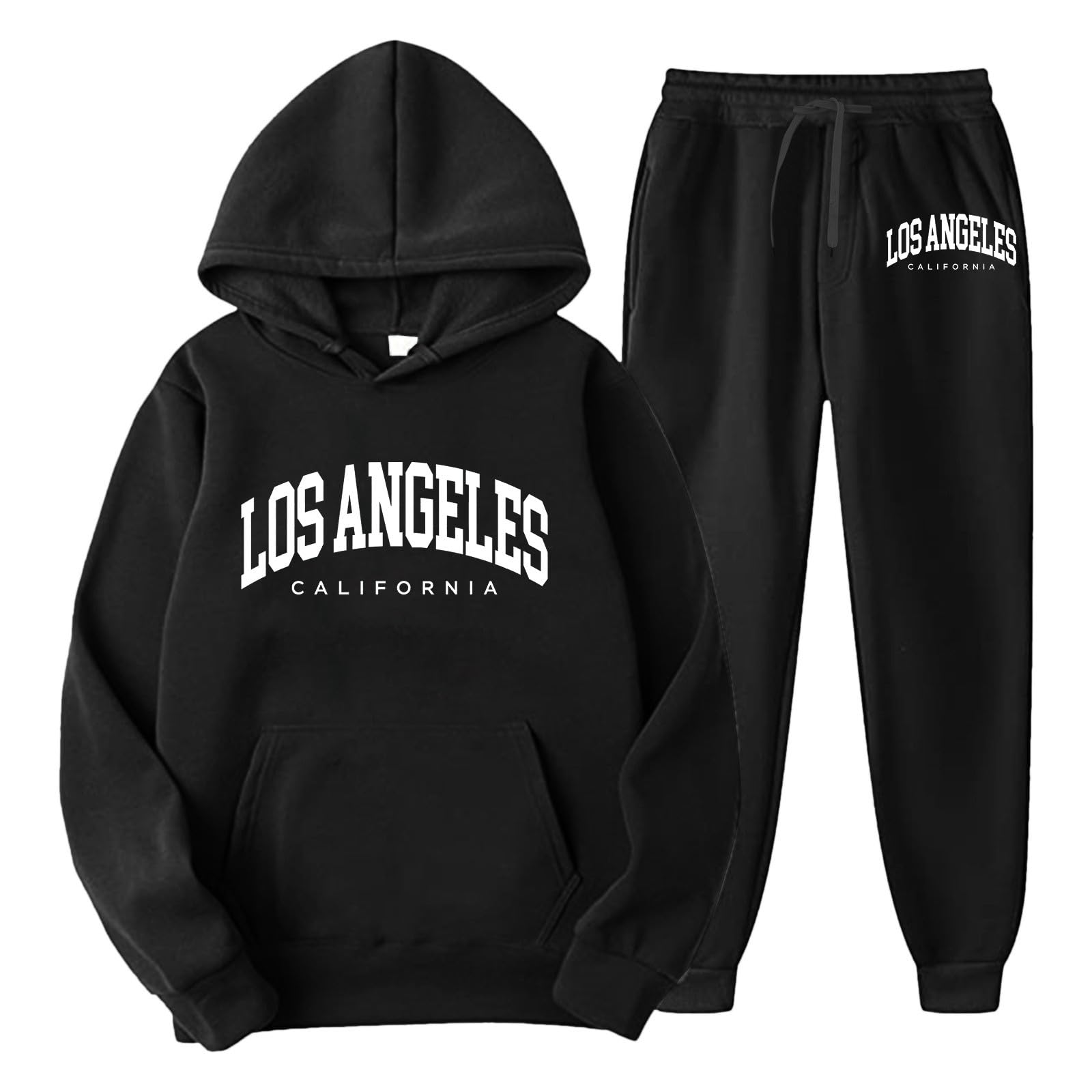 Ropa deportiva para hombre Los Ángeles con estampado Chándal de 2 piezas con capucha con capucha y pantalón largo Y2K Hip Hop Streetwear Transpirable Traje de ocio Verano Ropa deportiva