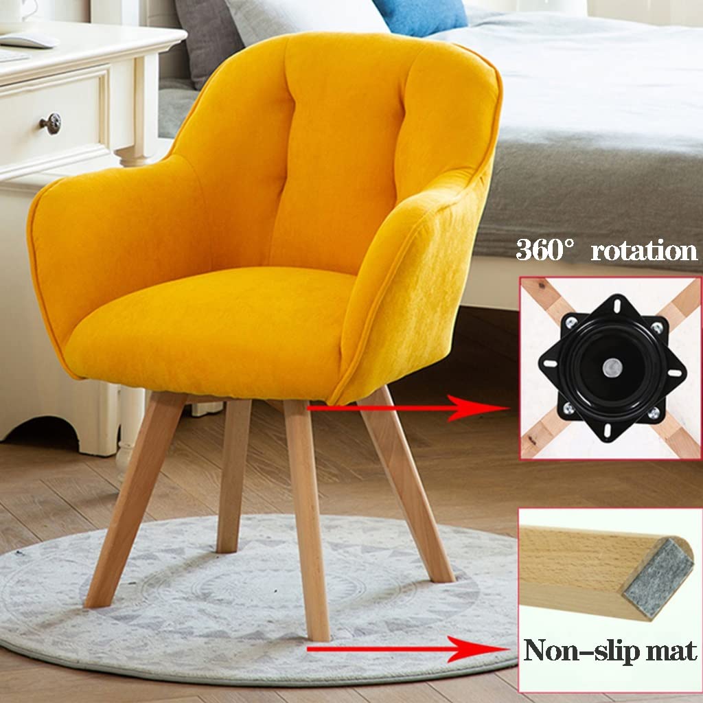 Moderno sillón giratorio de terciopelo gris con patas de madera resistentes, elegante silla decorativa para espacios pequeños, cómoda silla de comedor o silla de escritorio para el hogar, oficina,