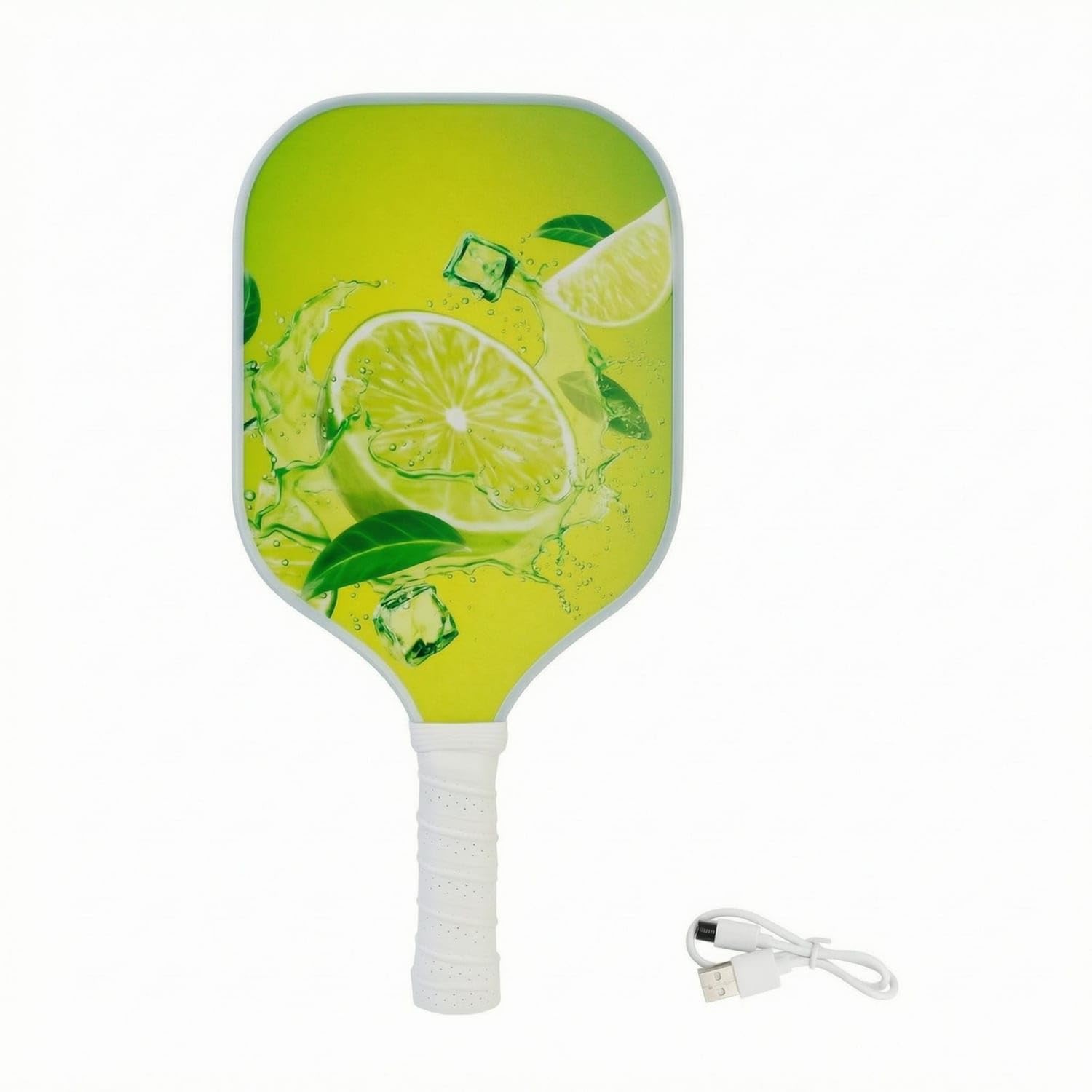 USB Charging Cable Included LED Pickleball Paddle Perforated Grip Rechargeable LED Paddle Lighted Edge Athletic Gear, Lemon-image-5