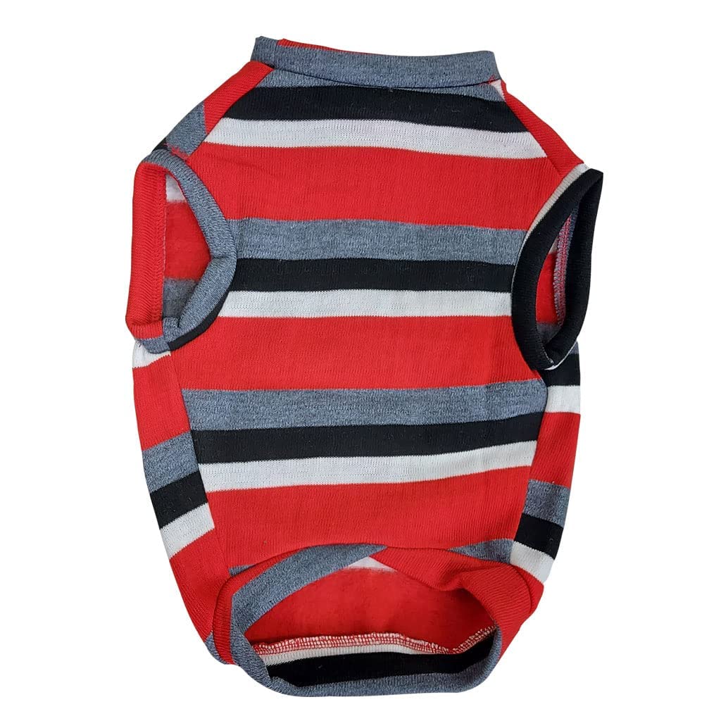 FETCHER Red Black Striped Premium Dog, Puppy, Kitten and Cat Warm T-Shirt | Sweater for Small Breeds (16" Medium) 3