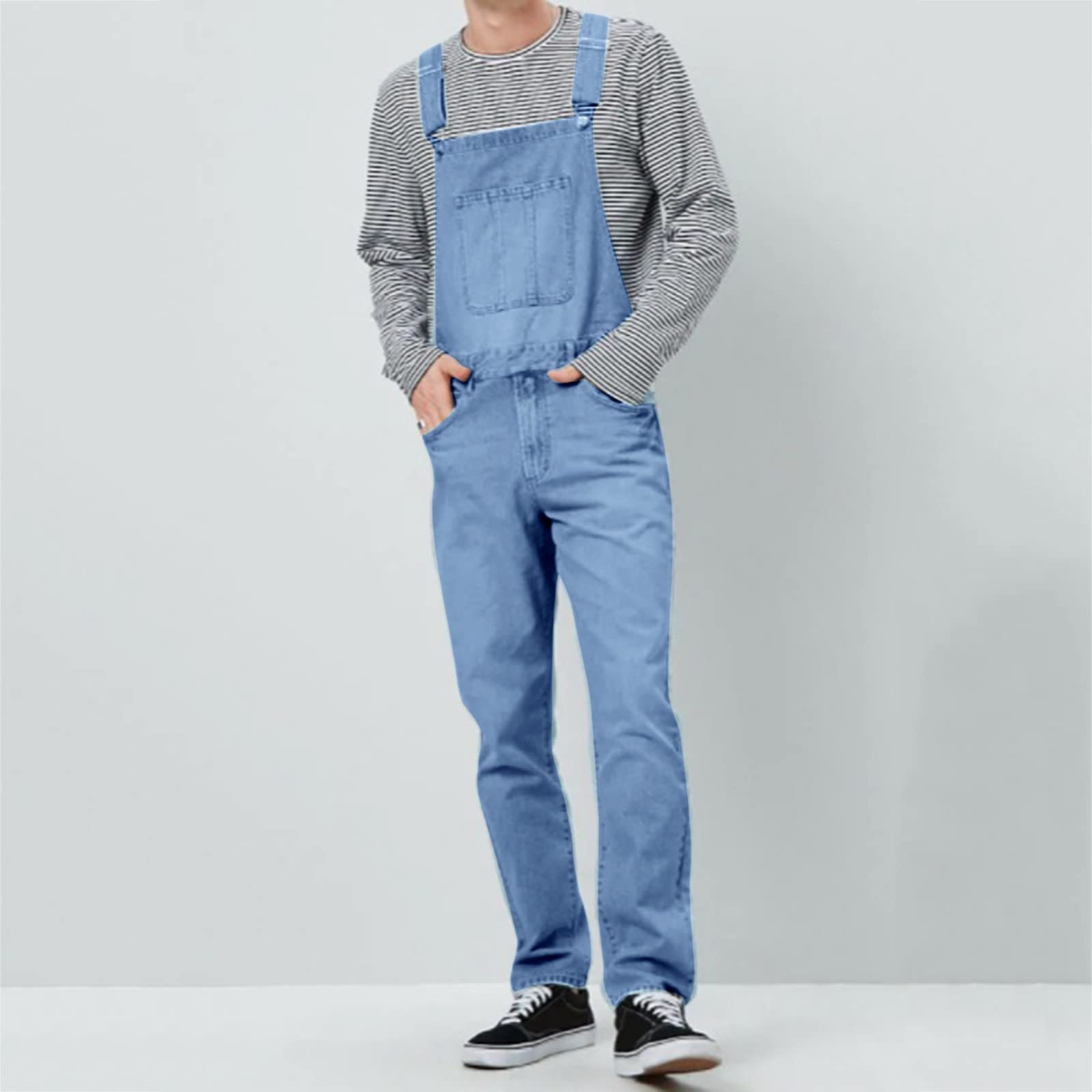 Pantaloni in Denim Lunghezza Pantaloni Casual Tute per gli Uomini Solidi Pantaloni Pieni Tasca Pantaloni Pantaloni per Pantaloni Tuta Uomo Fondo Aperto, Azzurro, 3XL