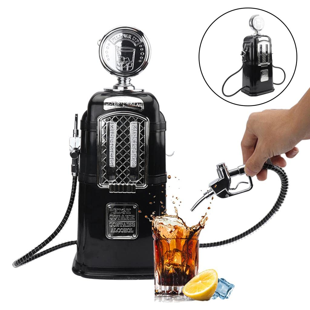 Doubl Pumpe Tankstelle Likörspender Bar Zubehör für Rum Wein Schwarz