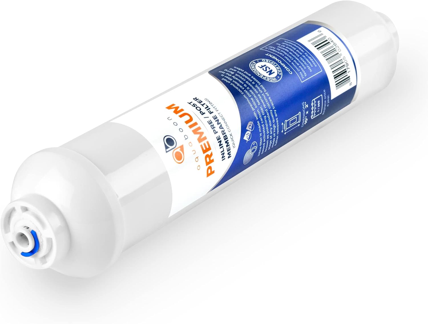 Aquaboon Premium Inline Post/Carbon Polishing Water Filter Catridge for Reverse Osmosis System Standard Size (Quick Connect Fiting) RO Water Filter Replacement Compatible with ICF-10 12-Pack