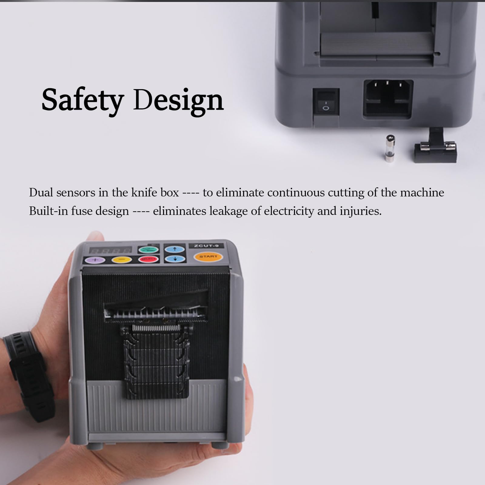ZbOLi Taglierina Dispenser Automatica per Nastro, Macchina separatrice spelafili con modalità Manuale e Automatica, per Nastri da 6-60 mm di Larghezza e impostazione di Lunghezza da 5-999 mm