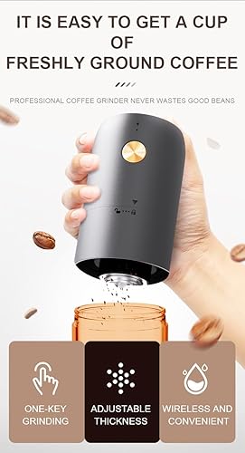Miniatura 9 de Generic Molinillo de café portátil alimentado por batería con ajustes ajustables, capacidad de 35 G, recargable de 1500 mAh, rebaba cónica de acero