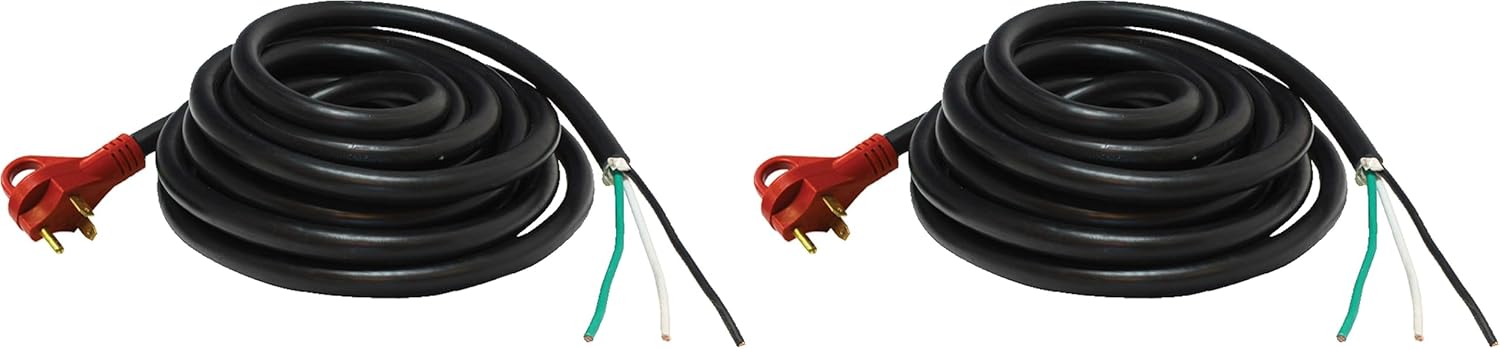 Valterra A10-5025END Mighty Cord 50 Amp Non-Detachable Power Cord w/Handle - 25', Red