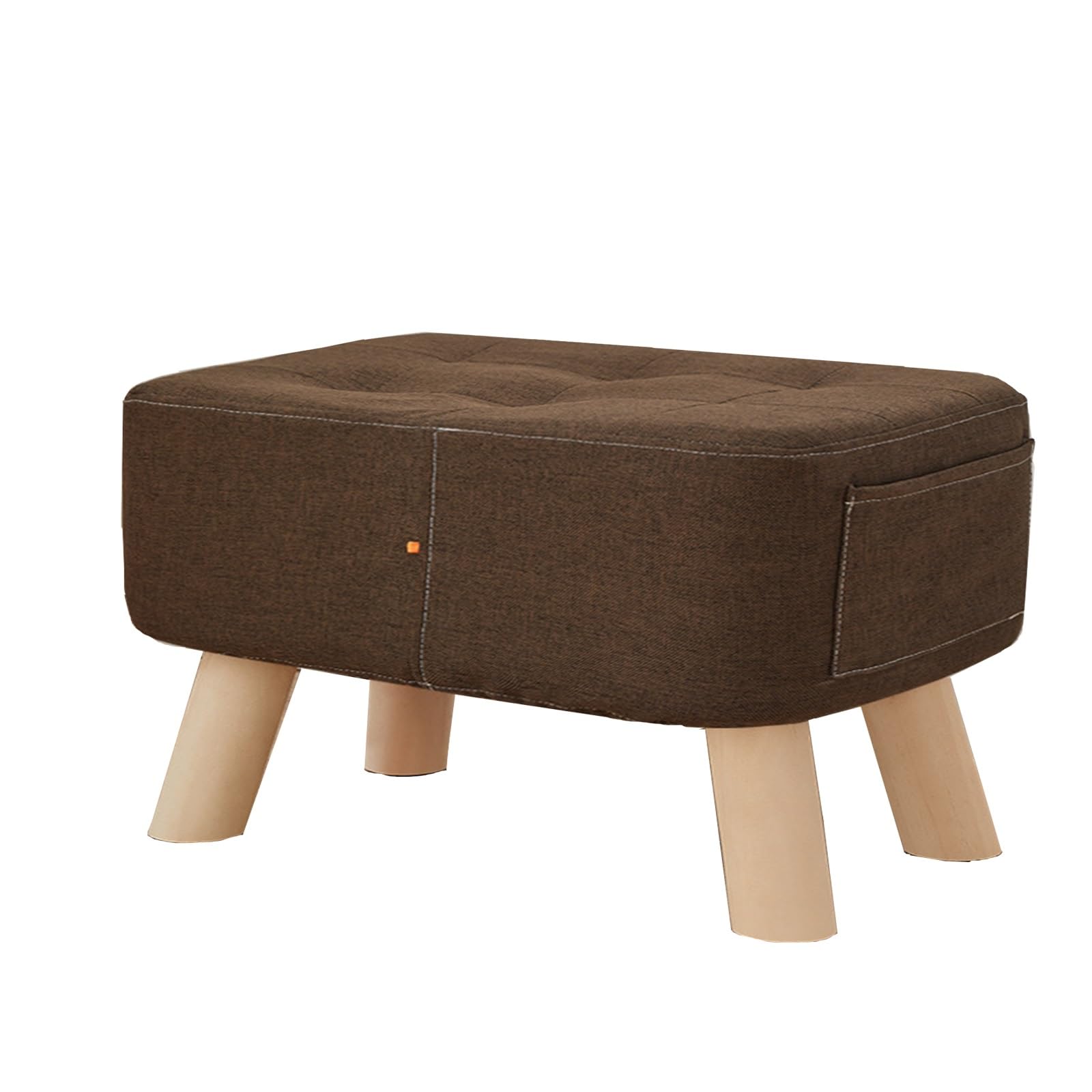 Banco pequeño para sala de estar y dormitorio de piel marrón de 60cm